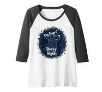 Dog Days Starry Nights Celestial Canine Raglan Baseball Tee, Women, Dark Heather/White, XXL