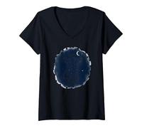 Dog Days Starry Nights Celestial Canine V-Neck T-Shirt, Women, Black, S