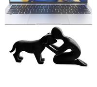 Dog Decor Abstract Art, 3d Printed Funny Sculpture, with Man and Dog Figurine Set System, Quality Resin Design, Pet Art Statue with Style, for Office Living Room Bedroom Desk Shelf Use