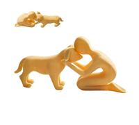 Dog Decor Abstract Art, 3d Printed Funny Sculpture, with Man and Dog Figurine Set System, Quality Resin Design, Pet Art Statue with Style, for Office Living Room Bedroom Desk Shelf Use