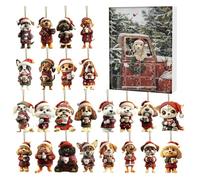 Dog Decoration Christmas Advent Countdown Calendar - 24 Days Festive Acrylic Pop Coffee Charm, Decorative Animal Decoration | Holiday Holiday Countdown for Christmas Tree Window Wall Door Car