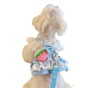 Dog Denim Harness Dress with Leash,Cute Pet Tie-Dye Bow-Tie Princess Dress Soft Comforts Puppy Tutu Vest Ruffled Skirt for Cats Small Dogs Girl_XL(Blue)