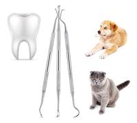 Dog Dental Tooth Tool,3 PCS Stainless Steel Dentist Teeth Cleaning Probe Tooth Scaler Scraper Double Headed Tarter Remover Scraper Pick Calculus Plaque Remover Repair