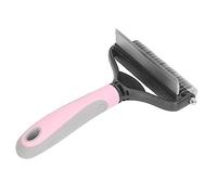 Dog Deshedding Brush Pet Deshedding Brush Dog Dematting Comb 2 in 1 Dual Function Untying Knots Removing Hair for Puppy Large Dogs Steel Rubber Handle (Pink)