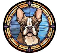 Dog Design Suncatcher, loads of variations and canine breeds, Indoors or Outdoors use, Gift for doggy lovers. 14cm across (French Bulldog)