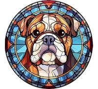 Dog Design Suncatcher, loads of variations and canine breeds, Indoors or Outdoors use, Gift for doggy lovers. 14cm across (British Bulldog)