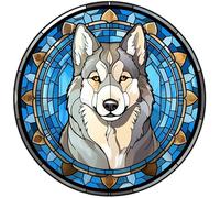 Dog Design Suncatcher, loads of variations and canine breeds, Indoors or Outdoors use, Gift for doggy lovers. 14cm across (Husky)