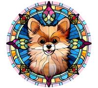 Dog Design Suncatcher, loads of variations and canine breeds, Indoors or Outdoors use, Gift for doggy lovers. 14cm across (Pomeranian)