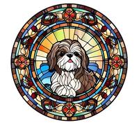 Dog Design Suncatcher, loads of variations and canine breeds, Indoors or Outdoors use, Gift for doggy lovers. 14cm across (Shih_Tzu)