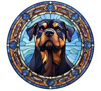 Dog Design Suncatcher, loads of variations and canine breeds, Indoors or Outdoors use, Gift for doggy lovers. 14.5cm across (Rottweiler)