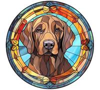 Dog Design Suncatcher, loads of variations and dog breeds, Indoors or Outdoors use, Gift for dog lovers. 14.5cm across (Labrador - Brown)