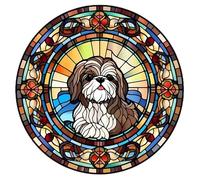 Dog Design Suncatcher, loads of variations and dog breeds, Indoors or Outdoors use, Gift for dog lovers. 14.5cm across (Shih_Tzu)