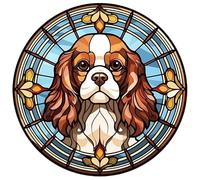 Dog Design Suncatcher, loads of variations and dog breeds, Indoors or Outdoors use, Gift for dog lovers. 14.5cm across (King Charles Spaniel)