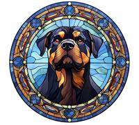 Dog Design Suncatcher, loads of variations and dog breeds, Indoors or Outdoors use, Gift for dog lovers. 14.5cm across (Rottweiler)