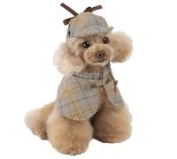 Dog Detective Outfit - Dog Halloween Cosplay Outfit - Cute Detective Pet Clothes Set, Winter Fashion Cape Cloak Hat, Pet Costume Halloween Costumes Photo Props