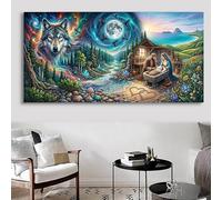 Dog Diamond Art Forest Diamond Painting Kits, 5D Crystal Art Kits for Adults Gems Arts and Crafts for Adults, DIY Round Full Drill Rhinestones Mosaic Kit Large for Home Wall Decor 100x200cm, Cod-155