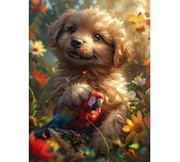 Dog Diamond Art Kits Adults,5D Parrot Diamond Painting Kit for Beginner, DIY Crystal Art Crafts for Adults, Square Rhinestones Paintings Kits for Room Decor Gifts for Women 12x16inch -FZ250895H