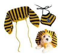 Dog Dictator Costume - Polyester Fabric, Adjustable Knitting Design, Black And Gold Striped Hat, Matching Bandana Set | For Small Medium Cats Dogs Pet Party Halloween Costumes Photo Film Dress Up