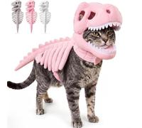 Dog Dinosaur Costume Pet 3D Skeleton Design Glow In The Dark | Cozy Plush 3D Halloween Cat/Dog Skeleton Costume Realistic Dinosaur Skeleton Costume(Pink,Medium)