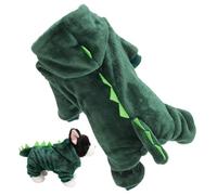 Dog Dinosaur Design Costume Breathable Soft Green Hooded Coat Small Medium