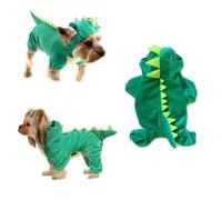 Dog Dinosaur Dress Up Hoodie,Halloween Dog Cosplay Jumpsuits Warm Coat,Cute Funny Pet Party Clothing with Ear Hole for Small Medium Large Dog_2XL(Green)