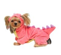 Dog Dinosaur Dress Up Hoodie,Halloween Dog Cosplay Jumpsuits Warm Coat,Cute Funny Pet Party Clothing with Ear Hole for Small Medium Large Dog_M(Pink)