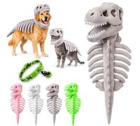 Dog Dinosaur Skeleton Costume, Funny Halloween Pet Costume for Dogs, Glow in The Dark Dino Outfit for Small Medium Large Dogs & Cats, Cute Animal Cosplay Clothes (L,Fluorescent-A)