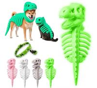 Dog Dinosaur Skeleton Costume, Funny Halloween Pet Costume for Dogs, Glow in The Dark Dino Outfit for Small Medium Large Dogs & Cats, Cute Animal Cosplay Clothes (M,Fluorescent-D)