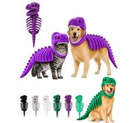 Dog Dinosaur Skeleton Costume, Plush T Rex Pet Halloween Outfit | Soft Dino Skeleton Design with Flexible Fit for Dogs and Cats, Party Dress Up and Photo Fun(Purple,120cm/47.2in)