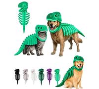 Dog Dinosaur Skeleton Costume, Plush T Rex Pet Halloween Outfit | Soft Dino Skeleton Design with Flexible Fit for Dogs and Cats, Party Dress Up and Photo Fun(Green,120cm/47.2in)