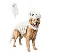 Dog Dinosaur Skeleton Costume,Prehistoric Bone Pet Costume，White：90CM | Pet Funny Adorable Glow-in-the-Dark Dino Outfits for Halloween Party Cosplay