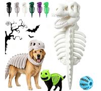 Dog Dinosaur Skeleton Glow in the Dark Halloween For Cats Dogs (White,50CM)