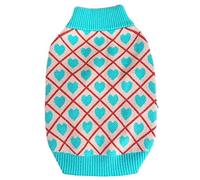 Dog Doggy Sweater Pullover Long Sleeve Sweater Heart Plaid Pattern Cat Comfortable Holiday Yorkshire(L)
