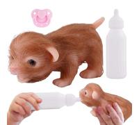Dog Doll,Mini Silicone Cute Animal with Feeding Bottle & Nipple - Preschool Educational Toy Dog | for Age 3+ Girls Boys Preschool Role-Playing Home Decor Christmas Birthday Easter