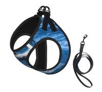 Dog Dolphins In The Sea Printed Harness And Leash Set,Adjustable,Breathable Soft,Step-In Mesh Pet Vest Harness With Reflective Strip
