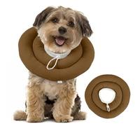 Dog Donut Collar for Neck & Upper Body Wounds, Soft Padded Elizabethan Collar Alternative, Waterproof Dog Neck Protection with Drawstring, Comfortable Post-Surgery Collar, Cocoa Brown M