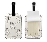 Dog Doodle Pattern,Luggage Tags Pu Leather Name Tag Travel Suitcase Identifier ID Tags Durable Baggage Label 2 pcs