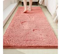 Dog door mat for muddy paws Chenille Mud Mat Entry Indoor Entryway Carpet Absorbent bath mats Non-Slip Washable Quick Dry Ideal for Bathroom Kitchen Bedroom(Pink-D,90 x 150 cm (35.4" x 59.1"))