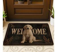 Dog Door Mat, Rustic Cozy Welcome Leaves None Black Non-Slip Dirt Trapper Doormats for Floor for House Office Outside Inside Entrance Decor 29x17 Inch