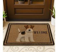 Dog Door Mat, Welcoming Casual Welcome Frame None Brown Washable Low Profile Under Doormat Rug for House Office Outside Inside Entrance Decor 29x17 Inch