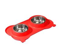 Dog Double Feeding Bowl, Non-Slip Kitten Food Bowl, Detachable Stainless Steel Pet Dish, Non-Skid Base, Easy to Clean Design, Ideal for Small Medium Large Dogs, Cats