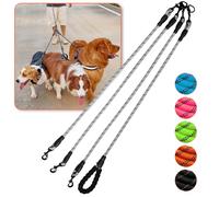Dog Double Leashes,Comfortable Dog Leash with Reflective,No Tangle Triple Leash for Dogs (Grey Three Leashes)