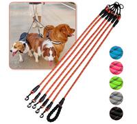 Dog Double Leashes,Comfortable Dog Leash with Reflective,No Tangle Triple Leash for Dogs (Orange Five Leashes)