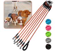 Dog Double Leashes,Comfortable Dog Leash with Reflective,No Tangle Triple Leash for Dogs (Orange Six Leashes)