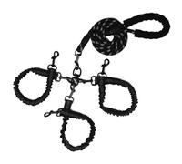 Dog Double Leashes,Rope Bungee Three Leash with Padded Handle Removable for 3 Dogs,Tangle-Free, Padded Handles, 360° Swivel Control (Black, 3 Way)