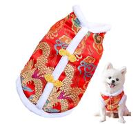 Dog Dragon Robe - Dog Tang Suit - Spring Festival Pet Clothes | Red Double-Layer Cheongsam for Cats & Small Dogs, Warm Festive Vest in Sizes S-3xl, Ideal for New Year Parties, Photos, Daily Wear