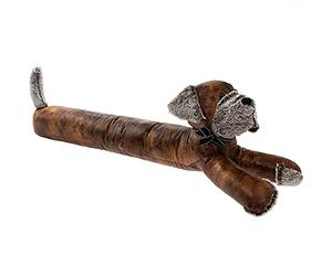Dog Draught Excluder in Leather, Cute Draught Stopper Seal for Door Bottom, Cushion Sausage shape for Animal Lovers