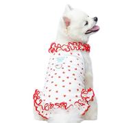 Dog Dress,1Pc Dog Dresses for Small Dogs with Ruffle Neckline Hem,Breathable Stretchy Summer Pet Dog Clothes Puppy Skirt for Chihuahua Yorkie Teacup Cats Kitten Small Tiny Dogs (Red Heart, M)