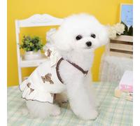 Dog Dress Adorable Bear Pattern Puppy Dress Soft Breathable Cotton Pet Dress Summer Dog Clothes For Teddy (Bear Pattern S)