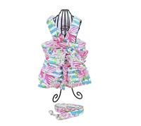 Dog Dress Bow Tie Harness Leash Set Harness Dress for Small Dogs Cute Dog Pet Girl Puppy Summer Clothes for Female Bunny Clothes Yorkie Chihuahua Training Walking (Large, VanityFur)